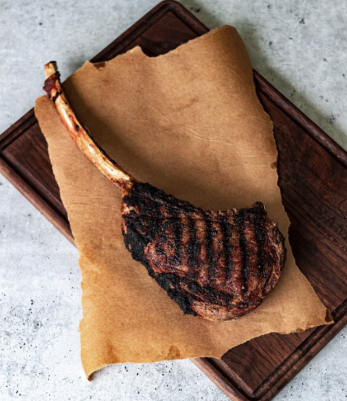 Bonsmara Tomahawk and DeRamos cutting meatboard