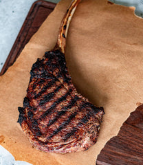 Bonsmara Tomahawk over cutting board